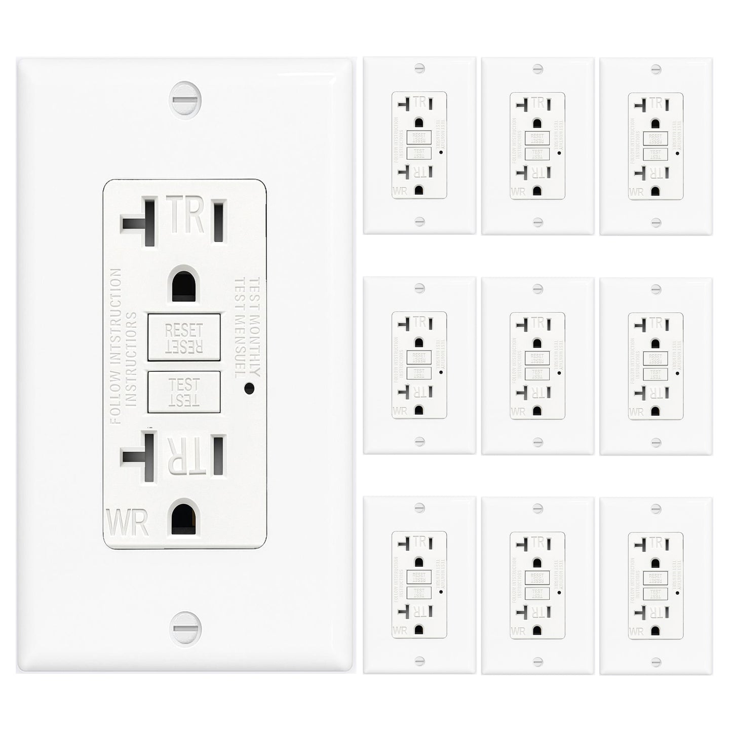 10 PACK GFCI OUTLET 20AMP WR