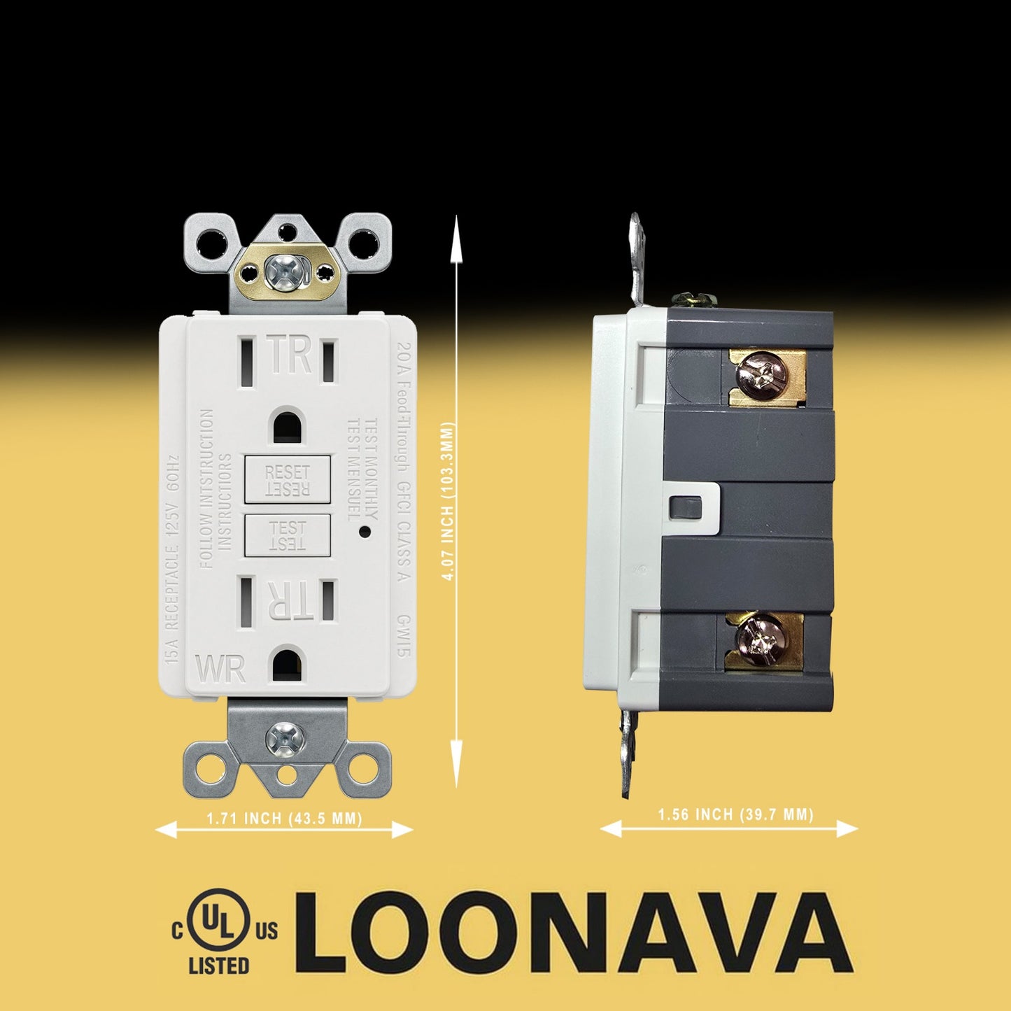 (15 AMP - 1 Pack) GFCI Outlet WR White – Tamper Resistant, Weather Resistant GFI Receptacle with Self-Test, LED Indicator,UL Listed, Easy Install – Ground Fault Outlet for Outdoor Use & Bathroom