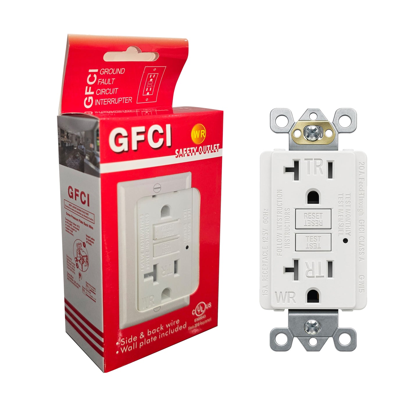 (20 AMP - 1 Pack) GFCI Outlet WR White – Tamper Resistant, Weather Resistant GFI Receptacle with Self-Test, LED Indicator,UL Listed, Easy Install – Ground Fault Outlet for Outdoor Use & Bathroom