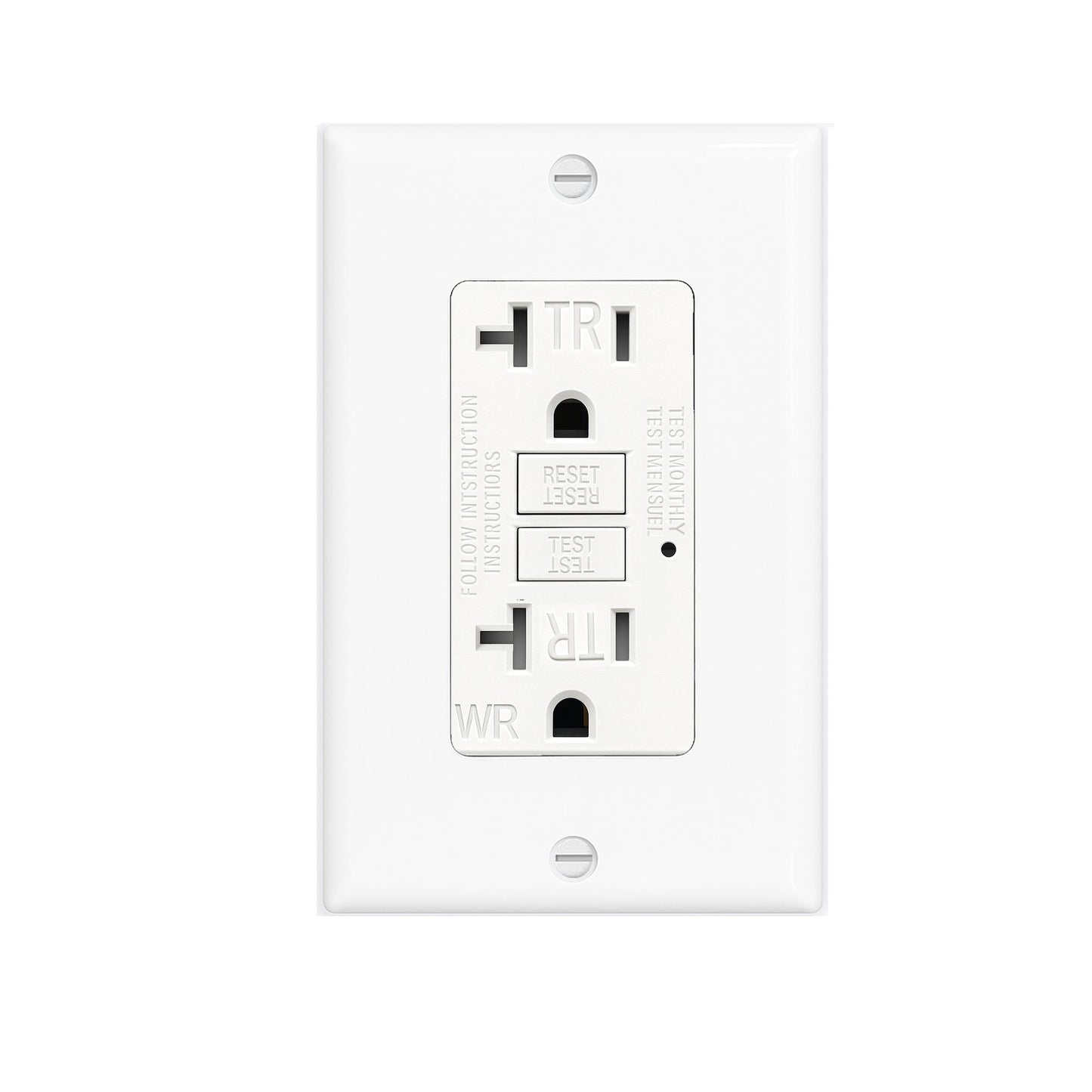 (20 AMP - 1 Pack) GFCI Outlet WR White – Tamper Resistant, Weather Resistant GFI Receptacle with Self-Test, LED Indicator,UL Listed, Easy Install – Ground Fault Outlet for Outdoor Use & Bathroom