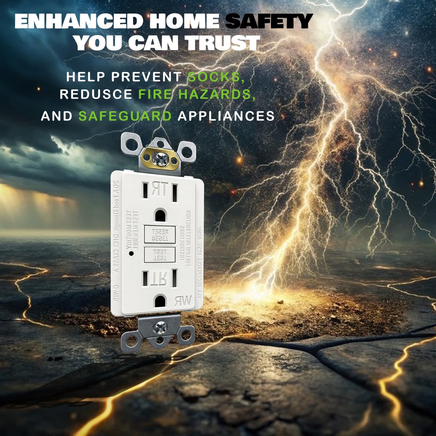 (15 AMP - 1 Pack) GFCI Outlet WR White – Tamper Resistant, Weather Resistant GFI Receptacle with Self-Test, LED Indicator,UL Listed, Easy Install – Ground Fault Outlet for Outdoor Use & Bathroom